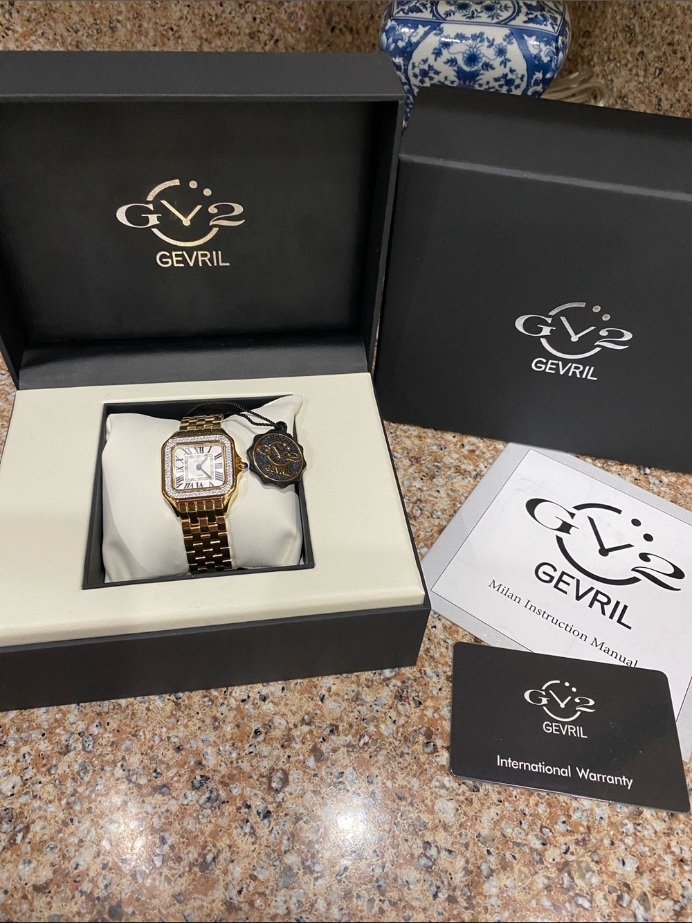 GV2 Gevril  Gold Tone Women’s Bracelet Watch with White Dial